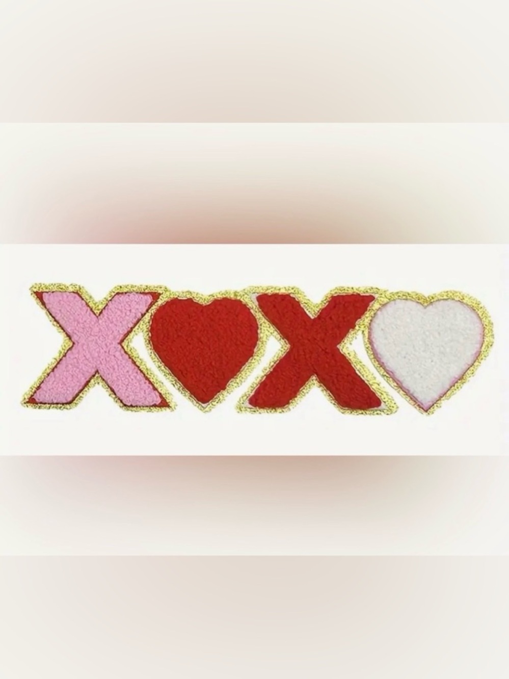 X❤️X❤️ Pink, White, Red & Gold Embroidery Embellishment, Iron-on Patch
